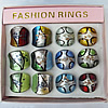 Gold Sand Lampwork Glass Rings,Mix Color, Box Size: 136x124x30mm, Sold by Box