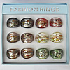 Gold Sand Lampwork Glass Rings,Mix Color, Box Size: 136x124x30mm, Sold by Box