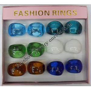 Lampwork Glass Rings,Mix Color, Box Size: 136x124x30mm, Sold by Box