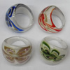 Gold Sand Lampwork Glass Rings, Mix Color, Sold by PC