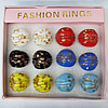 Gold Sand Lampwork Glass Rings,Mix Color, Box Size: 136x124x30mm, Sold by Box