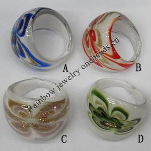Gold Sand Lampwork Glass Rings, Sold by PC