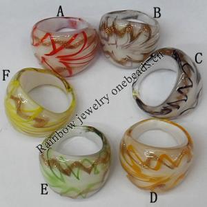 Gold Sand Lampwork Glass Rings, Sold by PC