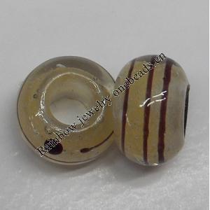 Handmade European Style Lampwork Beads, 14x9mm Hole:6mm, Sold by PC