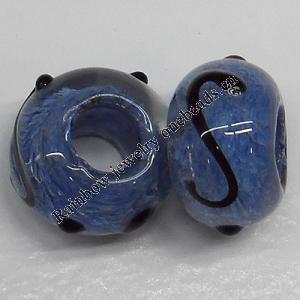 Handmade European Style Lampwork Beads, 14x9mm Hole:6mm, Sold by PC