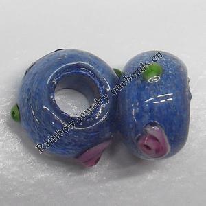 Handmade European Style Lampwork Beads, 14x9mm Hole:6mm, Sold by PC