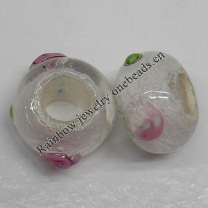 Handmade European Style Lampwork Beads, 14x9mm Hole:6mm, Sold by PC