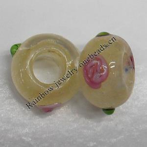 Handmade European Style Lampwork Beads, 14x9mm Hole:6mm, Sold by PC