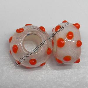 Handmade European Style Lampwork Beads, 14x9mm Hole:6mm, Sold by PC