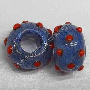 Handmade European Style Lampwork Beads, 14x9mm Hole:6mm, Sold by PC