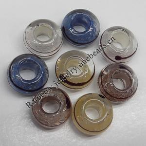 Handmade European Style Lampwork Beads, Mix Color 14x9mm Hole:6mm, Sold by Group