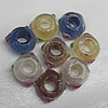 Handmade European Style Lampwork Beads, Mix Color 14x9mm Hole:6mm, Sold by Group