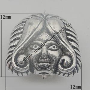 Bead Zinc Alloy Jewelry Findings Lead-free, 12x12mm, Hole:1.5mm, Sold by Bag