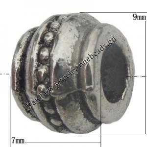 European Style Beads Zinc Alloy Jewelry Findings Lead-free, Flat bottle 9x7mm, Hole:4mm, Sold by Bag