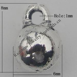 Pendant Zinc Alloy Jewelry Findings Lead-free, 6x8mm Hole:1mm, Sold by Bag