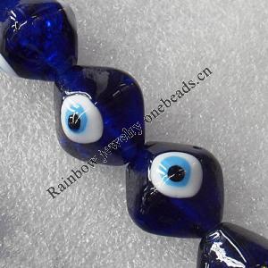 Turkish Handmade Lampwork Glass Evil Eye Beads, Diamond 24mm Hole: About 1.5mm, Sold by PC