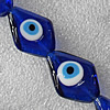 Turkish Handmade Lampwork Glass Evil Eye Beads, Diamond 30X20mm Hole: About 1.5mm, Sold by PC