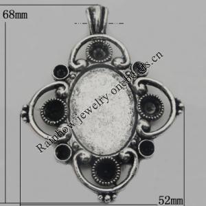 Zinc Alloy Pendant settings Lead-free, 68x52mm, Sold by Bag