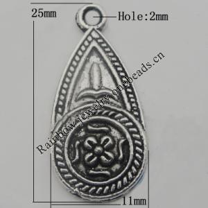 Pendant Zinc Alloy Jewelry Findings Lead-free, 25x11mm Hole:2mm, Sold by Bag