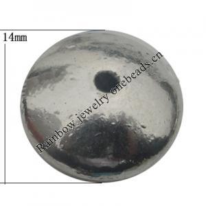 Bead Zinc Alloy Jewelry Findings Lead-free, Flat Round 14mm, Hole:1.5mm, Sold by Bag