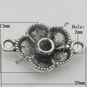 Connector Zinc Alloy Jewelry Findings Lead-free, 20x13mm Hole:2mm, Sold by Bag