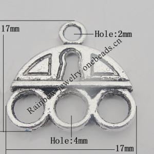 Connector Zinc Alloy Jewelry Findings Lead-free, 17x17mm Hole:4mm,2mm, Sold by Bag