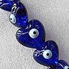 Turkish Handmade Lampwork Glass Evil Eye Beads, Heart 28mm Hole: About 1.5mm, Sold by PC