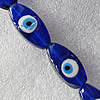 Turkish Handmade Lampwork Glass Evil Eye Beads, Faceted Oval 30x15mm Hole: About 1.5mm, Sold by PC