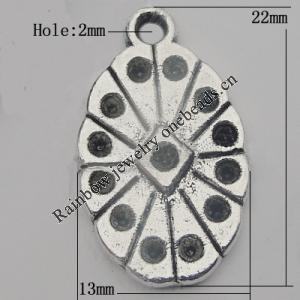 Pendant Zinc Alloy Jewelry Findings Lead-free, 22x13mm Hole:2mm, Sold by Bag