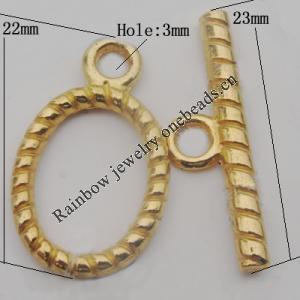 Clasp Zinc Alloy Jewelry Findings Lead-free, Loop:22x13mm,Bar:23x7mm, Hole:3mm, Sold by Bag