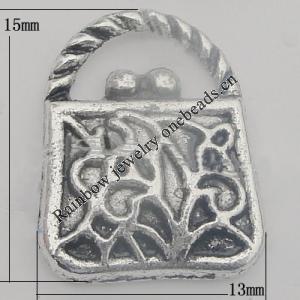 Pendant Zinc Alloy Jewelry Findings Lead-free, 15x13mm, Sold by Bag