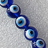 Turkish Handmade Lampwork Glass Evil Eye Beads, Round 8mm Hole: About 1.5mm, Sold by PC