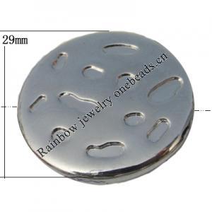 Jewelry findings, CCB plastic Beads platina plated, Flat Round 29mm Hole:1mm, Sold by Bag