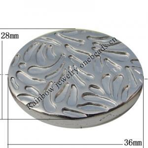 Jewelry findings, CCB plastic Beads platina plated, Flat Oval 36x28mm Hole:2.5mm, Sold by Bag