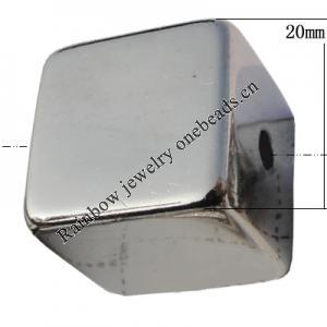 Jewelry findings, CCB plastic Beads platina plated, Cube 20mm Hole:3.5mm, Sold by Bag