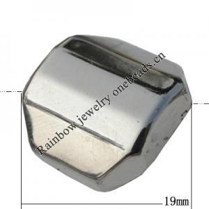 Jewelry findings, CCB plastic Beads platina plated, Faceted Twist Diamond 19x19mm Hole:2mm, Sold by Bag