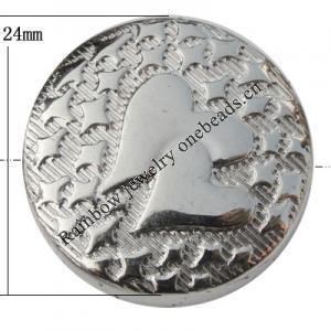 Jewelry findings, CCB plastic Beads platina plated, Flat Round 24mm Hole:2mm, Sold by Bag