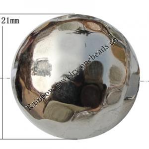 Jewelry findings, CCB plastic Beads platina plated, Faceted Round 21mm Hole:3mm, Sold by Bag