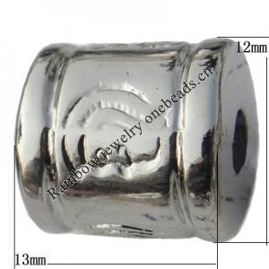 Jewelry findings, CCB plastic Beads platina plated, Column 13x12mm Hole:3.5mm, Sold by Bag