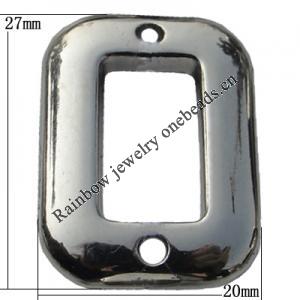 Jewelry findings, CCB plastic Connector platina plated, 27x20mm Hole:3mm, Sold by Bag