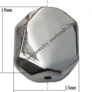 Jewelry findings, CCB plastic Beads platina plated, Polygon 18x15mm Hole:1mm, Sold by Bag