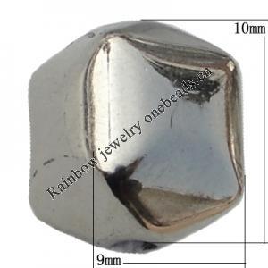 Jewelry findings, CCB plastic Beads platina plated, 10x9mm Hole:1mm, Sold by Bag