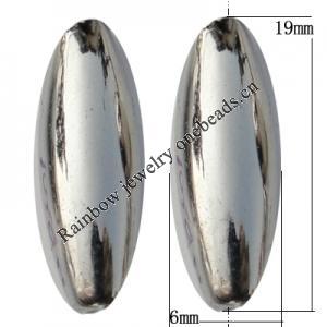 Jewelry findings, CCB plastic Beads platina plated, 19x6mm Hole:1mm, Sold by Bag