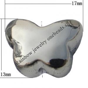 Jewelry findings, CCB plastic Beads platina plated, Butterfly 17x13mm Hole:1.5mm, Sold by Bag