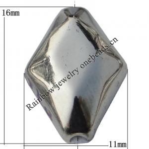 Jewelry findings, CCB plastic Beads platina plated, 16x11mm Hole:1mm, Sold by Bag