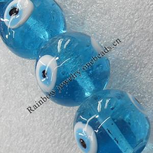 Turkish Handmade Lampwork Glass Evil Eye Beads, Round 10mm Hole: About 1.5mm, Sold by PC