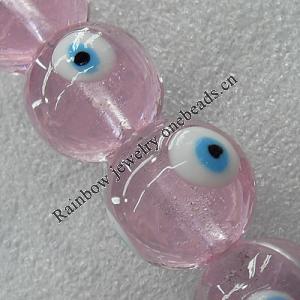 Turkish Handmade Lampwork Glass Evil Eye Beads, Round 12mm Hole: About 1.5mm, Sold by PC