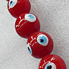 Turkish Handmade Lampwork Glass Evil Eye Beads, Round 8mm Hole: About 1.5mm, Sold by PC