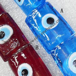 Turkish Handmade Lampwork Glass Evil Eye Beads, Rectangle 20x23mm Hole: About 1.5mm, Sold by PC