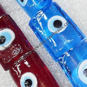 Turkish Handmade Lampwork Glass Evil Eye Beads, Mix Color Rectangle 20x23mm Hole: About 1.5mm, Sold by Group